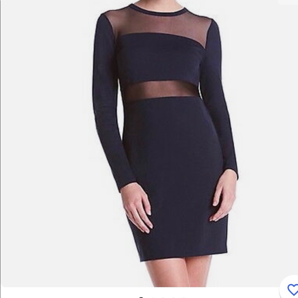NWT MICHAEL Michael Kors Mesh-Panel Bodycon Dress New Navy